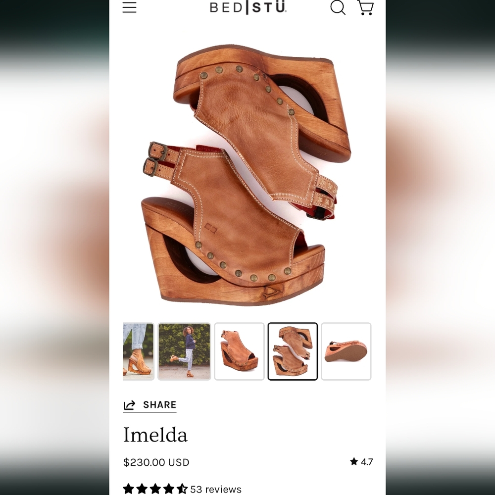 SOLD - NEW BedStu Imelda Tan Rustic Cutout Platform Wedge Sandals sz 7 Boho - Picture 10 of 12